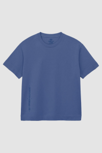 Темно-синяя футболка с принтом, классическая форма, свободный крой, большой размер для мужчин - 88472.