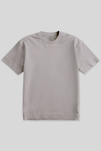 Темно-бежевый базовый короткий рукав футболка с круглым вырезом большого размера для мужчин - 88072.