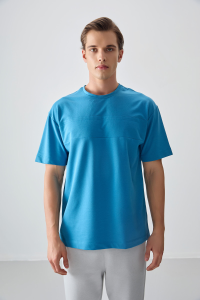Петровый хлопковый толстый мягкий текстурированный oversize футболка для мужчин - 88378