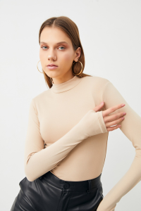 Bipantolon Kadın Krem Parmak Detaylı Body