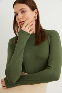 Bipantolon Kadın Haki Parmak Detaylı Body