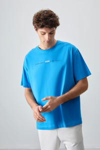 Петроловый Мави, 100% хлопок, плотная мягкая текстура, оверсайз, с принтом, мужская футболка - 88357