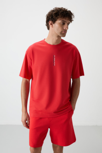 Футболка для мужчин Fiesta с текстурированной плотной хлопковой поверхностью, оверсайз, с принтом - 88368