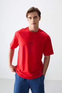 Футболка для мужчин Fiesta из хлопка, толстая, мягкая на ощупь, оверсайз с принтом - 88373