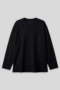 Черная Районная Удобная Форма Большого Размеров Долгий Рукав Мужская Футболка - 88107