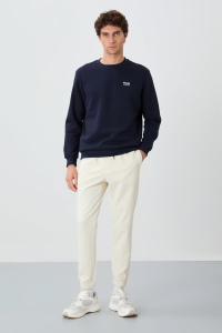 Бежевые бархатные стандартные мужские спортивные брюки - 82156