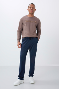 Индиго спортивные штаны для мужчин с карманами и шнурками - стандартный крой, классический фасон - 84682.