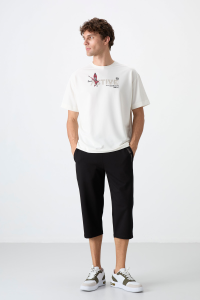 Черные мужские капри стандартного кроя с классическими карманами спереди - 83092