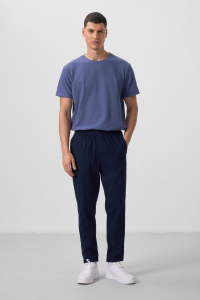 Темно-синие стандартные удобные ткани легкие эластичные брюки чино для мужчин - 821750