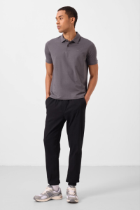 Черные стандартные облегающие тканевые легкие эластичные чиносы для мужчин - 821760.