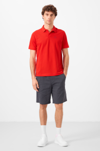 Серые стандартные посадки хлопковые легкие эластичные шорты для мужчин - 81292