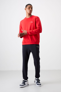 Фиеста - Темно-синий хлопковый толстый мягкий текстурированный мужской комплект спортивной одежды в стиле Comfort Fit с вышивкой - 852542.