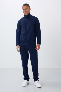 Индиго базовый спортивный костюм с воротником-стойкой и карманами, стандартной формы для мужчин - 851935.