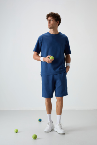 Парламент хлопковый толстый мягкий текстурированный оверсайз мужской шортиковый комплект - 852494