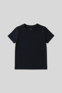 Темно-синий стандартный фасон футболка с круглым вырезом для детей - 1132