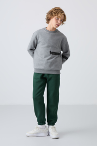 Стомашные брюки для мальчиков стандартного кроя, толстые, с флисовой подкладкой, с принтом, цвет сосновый зеленый - 11225.