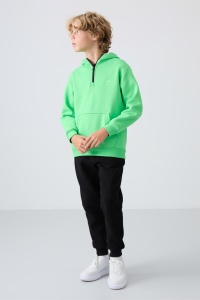 Черные хлопковые толстые стандартные брюки для мальчиков с вышивкой - 11224