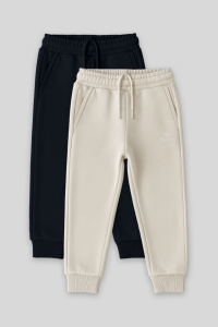 Стандартный фит, базовый комплект из 2-х предметов, темно-синий-бежевая спортивная форма для мальчиков - 11224.