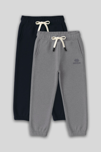 Стандартный фит базовый 2-х предметный комплект темно-синий-серый меланж брюки для мальчиков - 112250