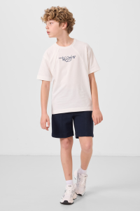 Темно-синий хлопковый мягкотекстурированный стандартный облегающий базовый шорт для мальчиков - 11289