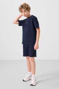 Темно-синие хлопковые шорты с облегающим свободным кроем, легкие и слегка эластичные, для мальчиков - 11279.