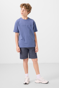 Темно-синий - джинсовый цвет, хлопковый, оверсайз, легкий, с небольшой эластичностью, чино, комплект шорт для мальчиков - 11279.