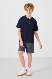 Темно-синие котоновый oversize шorts с легкой эластичностью для мальчиков - 11276