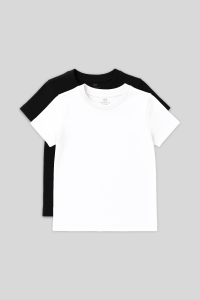 Стандартная футболка Basic с круглым вырезом, 2 шт. в упаковке, черно-белая, унисекс, для детей - 113280
