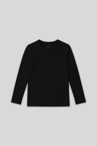 Черная футболка с длинным рукавом для детей, стандартной посадки, унисекс - 113290