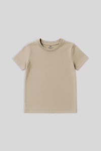 Бежевый О-образный стандартный Fit базовый унисекс детский футболка - 113280