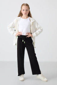 Черные брюки с разрезом и карманами для девочек - 751413
