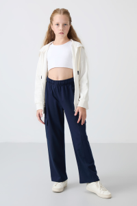 Индиго Кargo с карманами, с передними швами, широкие брюки для девочек - 751433