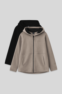 Стандартный фит капюшонный свитшот для девочек в черно-темно-бежевом цвете, 2 шт. в упаковке - 751526.