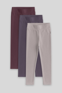 Стандартный комплект Fit Basic 3 в 1: фиолетовый, темно-бежевый, коричневый леггинсы для девочек - 750476.