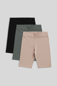 Стандартный набор Fit Basic 3 шт. черные-хаки-темно-бежевые леггинсы для девочек - 751886