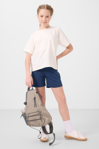 Экрю-Парламент Хлопковый Мягкий Тактильный Стандартный Фит Базовый Комплект Шорт для Девочек - 751847