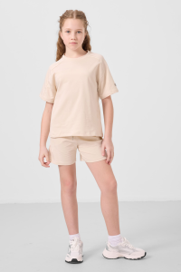 Бежевый хлопковый мягкий стандартный комплект шорт для девочек - 751847