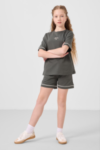 Хлопковый мягкий текстурированный стандартный комплект шорт для девочек - 751837