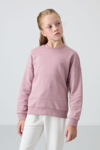 Розовая хлопковая толстовка с мягкой фактурой, с меховой подкладкой и вышивкой для девочек - 751502.