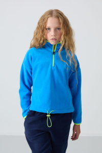 Свитшот для девочек с вышивкой из мягкого флиса стандартного кроя Saks Kalın - 751512.