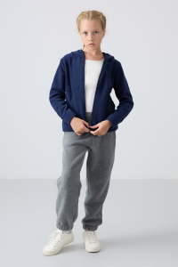 Индиго толстый мягкий текстурированный стандартный свитшот с вышивкой для девочек - 751522