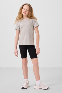 Черные хлопковые короткие леггинсы стандартной посадки для девочек - 751884