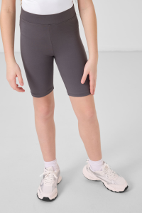 Темно-серые хлопковые короткие брючки стандартной посадки для девочек - 751884