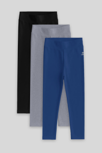 Стандартный Fit Basic 3-упаковка черных, серых и индиго леггинсов для девочек - 750474