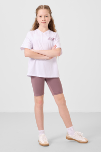 Белый-розовый комплект леггинсов с V-образным вырезом и поясом стандартной посадки для девочек - 751878.