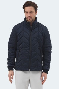 Slazenger BEAST Мужское Куртка с воротником и молнией, темно-синего цвета