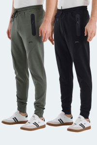 Slazenger VARUNA 2 ШТУКИ УСТАНОВКИ Мужские Брюки Спортивные С Черным И Хаки Цветами С Застежкой На Молнии Slim Fit