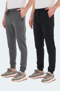 Slazenger VENOM 2 ЛИ НАБОР Мужские брюки со сплошной молнией Slim Fit Черный - Темно-серые спортивные штаны.