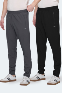 Комплект Slazenger GRIET 2 ЛИ Мужские черные спортивные штаны с карманами и застежкой на молнии - темно-серые.