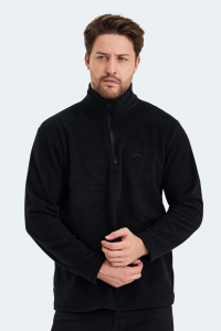 Slazenger SANNE IN Мужская черная флисовая куртка с воротником и застежкой на молнию.